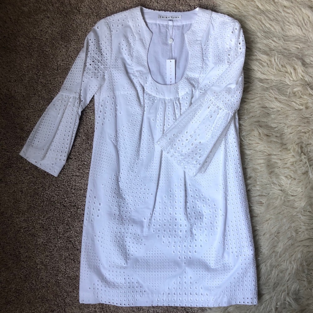 Trina Turk White Eyelet Cotton Dress